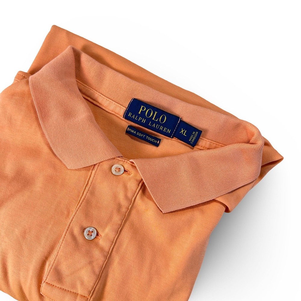 Polo Ralph Lauren Polo Mens XL Orange Pima Soft Touch Short Sleeve Pony‎ Logo